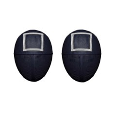 Set doua masti pentru carnaval, Squid Game, Patrat, Negru