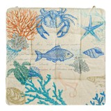 Pernă scaun din bumbac cu model marin, 40x40 cm, Bej, CMCLASS
