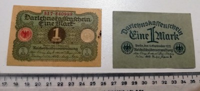 LOT 2 BANCNOTE GERMANE / EIN MARK 1920 / 1922 foto