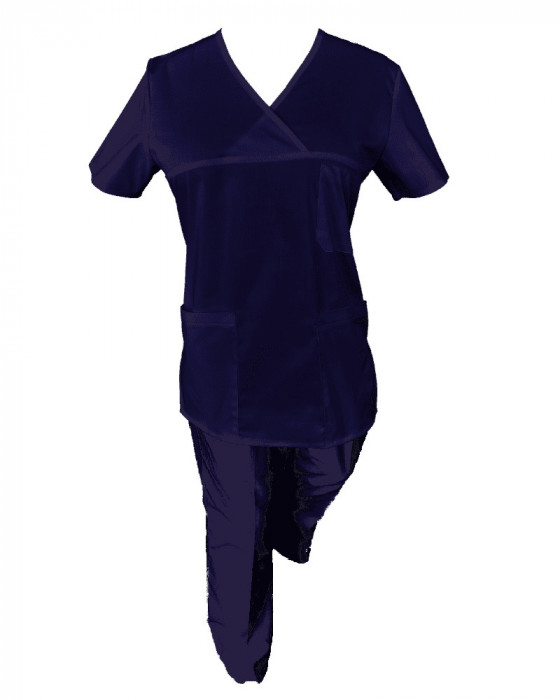Costum Medical Pe Stil, Bluemarin cu Elastan, 97% Bumbac, Model Classic - S, XS