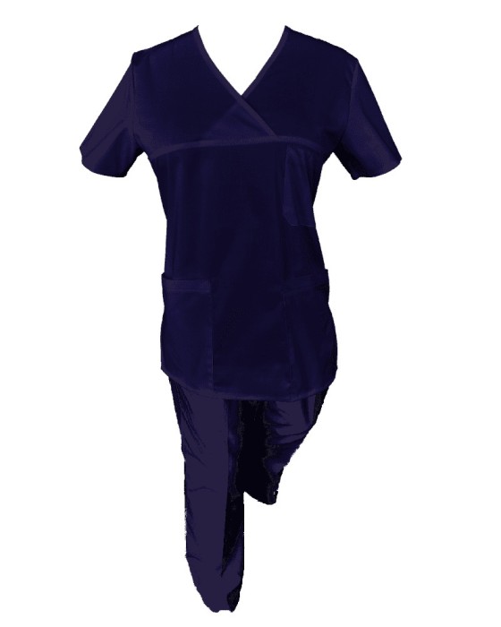 Costum Medical Pe Stil, Bluemarin cu Elastan, 97% Bumbac, Model Classic - 2XL, XS