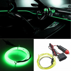 Banda LED, Lumini Ambientale Auto De Interior, Verde Fluorescent + Droser 12V, 2 Metri foto