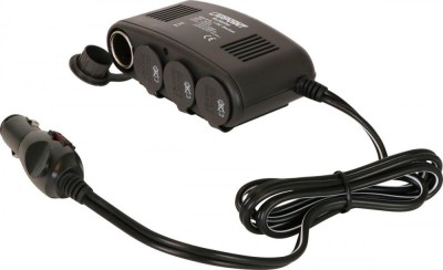 Priza auto multipla Carpoint cu 4 iesiri de 12V, max 10A, cablu de 125cm AutoDrive ProParts foto