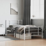 VidaXL Cadru de pat metalic cu tăblie de cap/picioare, alb, 107x203 cm