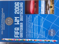 GERMANIA - FDC + MONEDA PROOF - 10 EURO 2003, CAMPIONATUL MONDIAL DE FOTBAL 2006