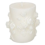 Lumanare decorativa cu trandafir in relief,alb,9.5x7 cm, Oem