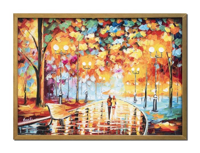 Tablou indragostiti pictat manual inramat, Impreuna pentru totdeauna, 75x55cm ulei pe panza