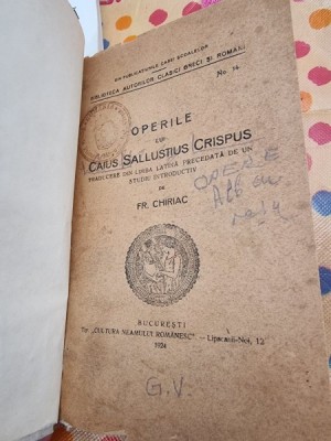 OPERELE LUI CAIUS SALLUSTIUS CRISPUS - FR. CHIRIAC foto