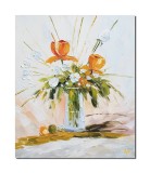 Cumpara ieftin Tablou impasto pictat manual, Aranjament floral in cutit, 60x50cm ulei pe panza efect 3D, Vali Pop