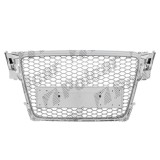Grila masca fata AUDI A4/S4 (B8), 11.2007-10.2011,cu 2 gauri pentru Senzori de parcare (PDC); argintiu; fara emblema
