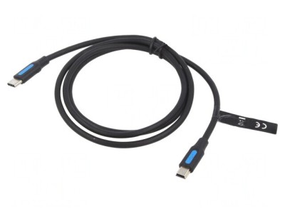 Cablu USB 2.0 USB B mini la USB C 1m Negru foto