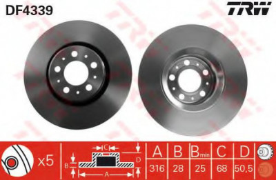 Disc frana VOLVO S60 I (2000 - 2010) TRW DF4339 foto