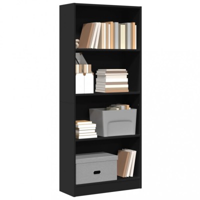 Bibliotecă, negru, 60x24x143 cm, lemn prelucrat foto