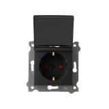 Priza simpla incastrata cu capac, 16A 250V, SCHUKO negru
