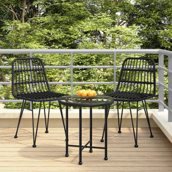 Gossi scaune de gradina 2 buc., negru, 48x62x84 cm, ratan pe