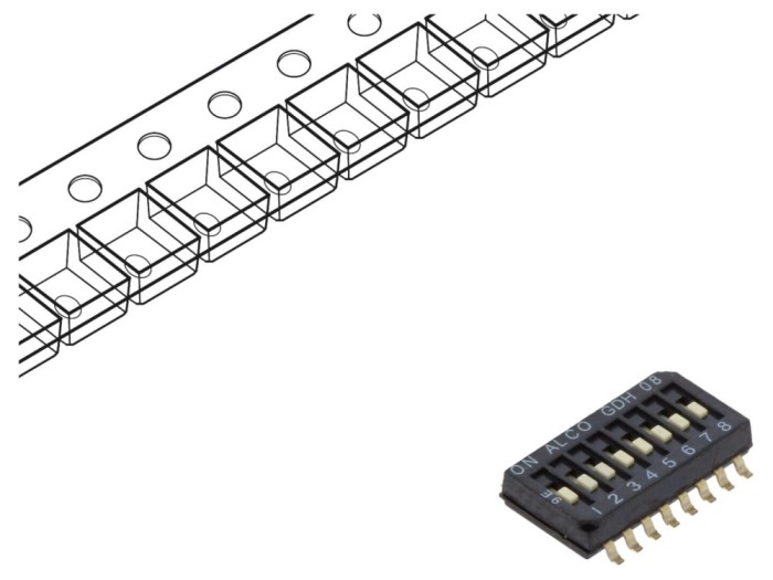 Comutator DIP-SWITCH 8 secțiuni SMT