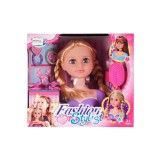 Cap papusa pentru coafat si machiat cu accesorii roz