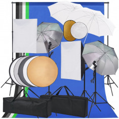 Set studio foto cu lumini softbox, umbrele, fundal si reflector foto