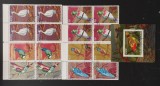 INS.COMORE-PASARI-serie 4 X 6 V.IN BLOC+ 1 colita-Obliterate.-CTO-ICO 180E, Africa, Fauna