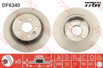 Disc frana OPEL ASTRA J GTC (2011 - 2016) TRW DF6340 foto