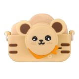 Aparat foto pentru copii, cu husa de protectie din silicon, model ursulet, cu jocuri, muzica, filtre si rame creative, afisaj color de 2, 0 inchi. bej