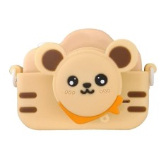 Aparat foto pentru copii, cu husa de protectie din silicon, model ursulet, cu jocuri, muzica, filtre si rame creative, afisaj color de 2, 0 inchi. bej