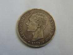 Moneda argint 5 Pesetas 1877 (cn27) foto
