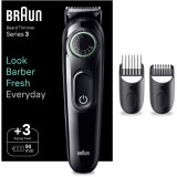 Aparat de tuns barba Braun Beard Trimmer BT3411, Wet&amp;amp;Dry, buton rotativ de precizie, 40 de setari pentru lungime, 2 piepteni, autonomie 50 minute,