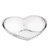 Bol din sticla in forma de inima Pufo Heart cu 3 compartimente pentru alune, fistic, bomboane, gustari- elegant si practic pentru servire, 16 cm