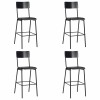 Scaune de bar, 4 buc., negru, placaj solid, otel