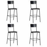 Cumpara ieftin Scaune de bar, 4 buc., negru, placaj solid, otel