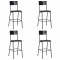 Scaune de bar, 4 buc., negru, placaj solid, otel - 1