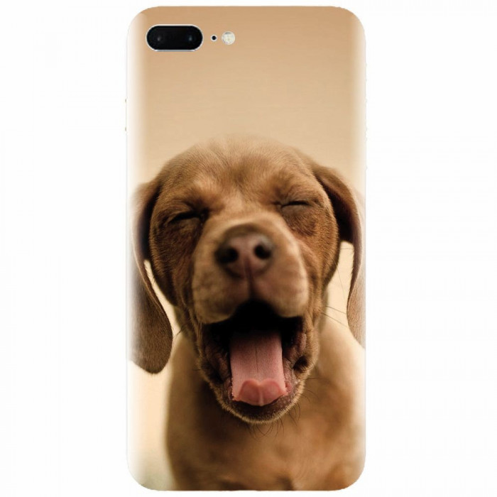 Husa silicon pentru Apple Iphone 7 Plus, Cute Yawning Puppy
