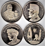 Lot 4 monede 50 bani 2019 UNC din fisic Papa+Ferdinand+regina Maria+Revolutia, Alama