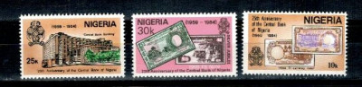 Nigeria 1984 - Banca nationala, bancnote pe timbru, serie neuzat foto