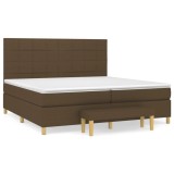 Cumpara ieftin Pat box spring cu saltea, maro inchis, 200x200 cm, textil