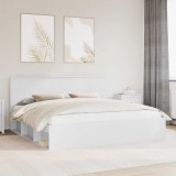 vidaXL Cadru de pat cu headboard Alb 200 x 200 cm Lemn de pin masiv 3410965