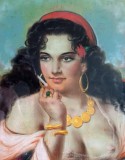 Zogu Zaharescu - Femeie cu ţigară, pastel 1940