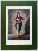 Gravura Antica Jean Baptiste Vanmour, Grec Cantaret, Album Levant 1714, Marchizul Ferriol, Cupru Colorat Manual, 41.8x28.2 cm