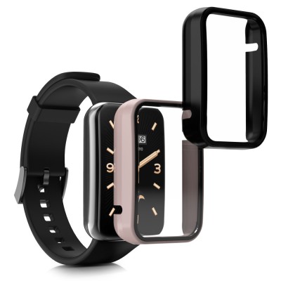 Set 2 Huse Kwmobile pentru Xiaomi Mi Band 7 Pro, Plastic, Negru/Roz, 59604.02 foto