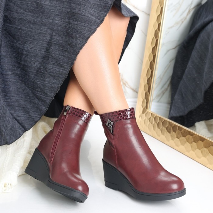 Ghete dama Imblanite cu Platforma Bordo din Piele Ecologica Safina, 36