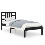 Cumpara ieftin Cadru de pat mic single, negru, 75x190 cm, lemn masiv