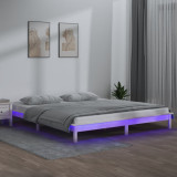 VidaXL Cadru de pat LED Super King Size, alb, 180x200 cm, lemn masiv