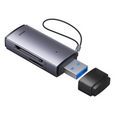 Baseus - Card Reader Lite Series (WKQX060013) - USB to SD, TF Card Reader, Plug &amp;amp; Play - Grey