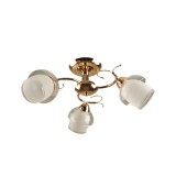 Candelabru Klausen Rosy PL3 Floral Chic 3xE27 Auriu Alb Sticla 54x54x24cm Corp Iluminat Interior Elegant Living Dormitor Design Clasic Sofisticat
