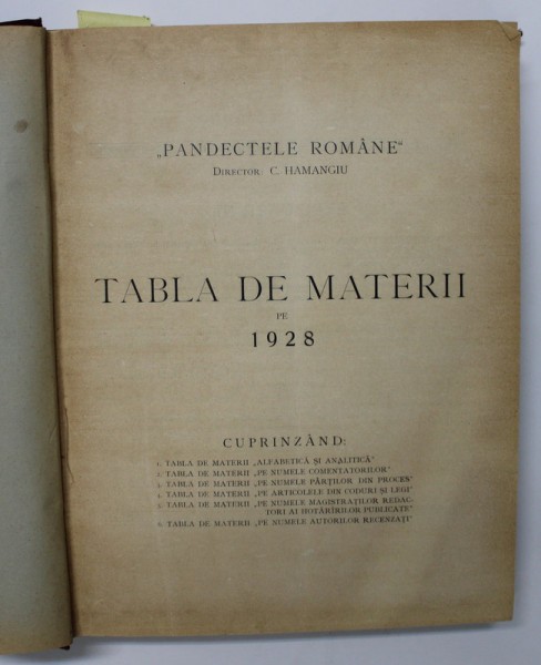 PANDECTELE ROMANE , director C. HAMANGIU , ANUL 1928