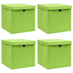 vidaXL Cutii depozitare cu capace 4 buc. verde, 32x32x32 cm, textil