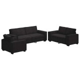 Cumpara ieftin Set de canapele cu perne, 3 piese, negru, catifea