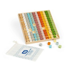 Tabla inmultirii din lemn Scandi, joc educativ Montessori cu 144 piese