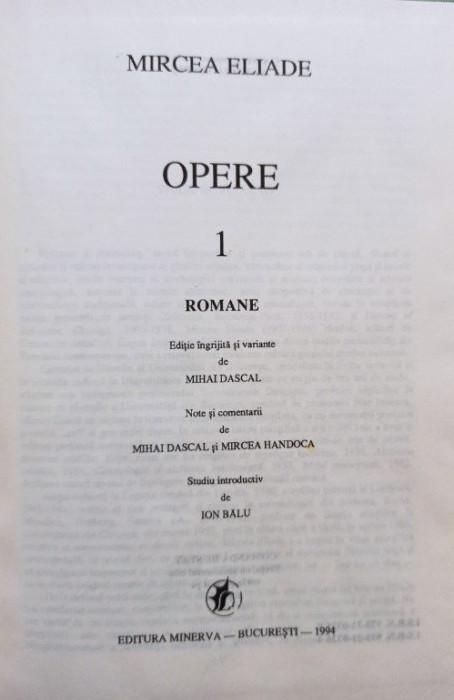 Mircea Eliade - Opere, vol. 1